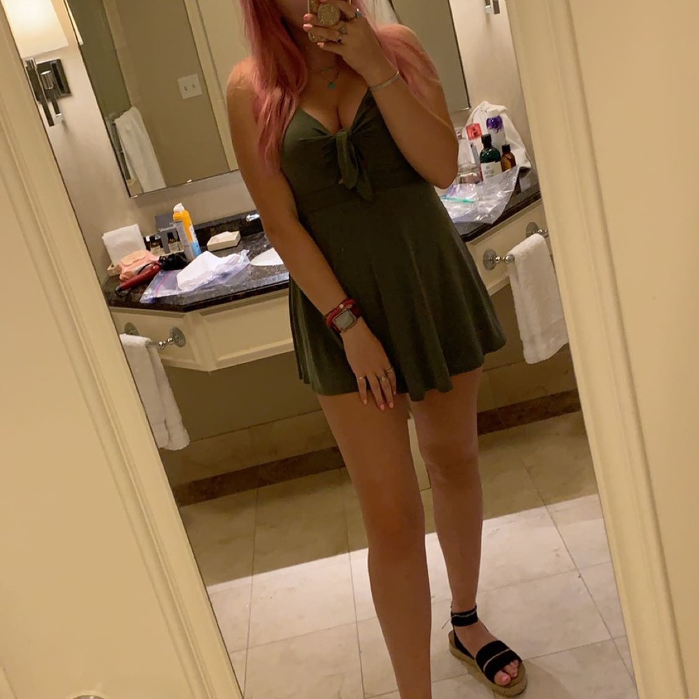 LA Hearts Tie-front Green Romper